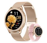 Miecgth Reloj Inteligente Mujer 1.32" HD Smartwatch Mujer con Llamadas Bluetooth Pulsometro 120+ Modos Deportivos Función Femenina IP68 Monitor de Sueño Podómetro Android iOS (Oro Rosa)