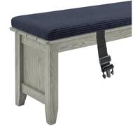 Miecoae Cojin para Banco Exterior Interior Pana de Madera Baul Madera Zapatero Rayas, Cojines para Sillones, Grueso 5cm, Colchoneta para Banco de Jardín Interior(Negro Azul,180x45 cm 71x18 in)