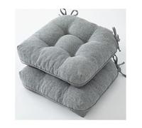 Miecoae Cojines de Asiento Interior con Ataduras Imitación Lino Transpirable Base Antideslizante para Sillas de Hogar 40x40 cm Pack de 2(Gris)