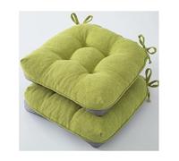 Miecoae Cojines de Asiento Interior con Ataduras Imitación Lino Transpirable Base Antideslizante para Sillas de Hogar 40x40 cm Pack de 2(Verde)