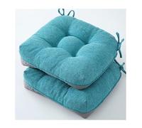Miecoae Cojines de Asiento Interior con Ataduras Imitación Lino Transpirable Base Antideslizante para Sillas de Hogar 40x40 cm Pack de 2(Lago Azul)