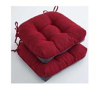 Miecoae Cojines de Exterior para Mobiliario de Jardín Imitación Lino Antideslizante con Ataduras para Sillas de Patio 40x40 cm Pack de 2 No Impermeable(Rojo)