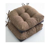 Miecoae Cojines de Exterior para Mobiliario de Jardín Imitación Lino Antideslizante con Ataduras para Sillas de Patio 40x40 cm Pack de 2 No Impermeable(Marrón)