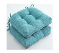 Miecoae Cojines de Exterior para Mobiliario de Jardín Imitación Lino Antideslizante con Ataduras para Sillas de Patio 40x40 cm Pack de 2 No Impermeable(Lago Azul)