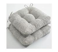 Miecoae Cojines de Exterior para Mobiliario de Jardín Imitación Lino Antideslizante con Ataduras para Sillas de Patio 40x40 cm Pack de 2 No Impermeable(Gris)