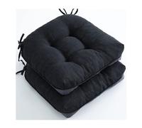 Miecoae Cojines de Exterior para Mobiliario de Jardín Imitación Lino Antideslizante con Ataduras para Sillas de Patio 40x40 cm Pack de 2 No Impermeable(Negro)