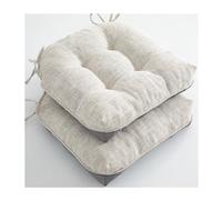 Miecoae Cojines de Exterior para Mobiliario de Jardín Imitación Lino Antideslizante con Ataduras para Sillas de Patio 40x40 cm Pack de 2 No Impermeable(Beige)