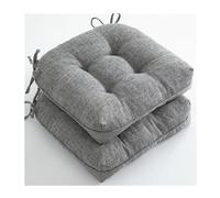 Miecoae Cojines de Exterior para Mobiliario de Jardín Imitación Lino Antideslizante con Ataduras para Sillas de Patio 40x40 cm Pack de 2 No Impermeable(Gris Oscuro)