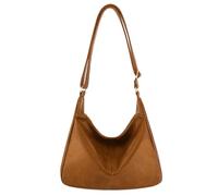 Mieeba Hobo - Bolso bandolera de cuero vegano ultrasuave para mujer, correa ajustable con cremallera, Amarillo Marrón