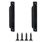 MIEGUIWOR 2 Piezas Tiradores de Puerta de Granero,Tirador Puerta Corredera para Manija de Puerta de Armario,Manillas Puertas Interior,Tirador Puerta Exterior,Manilla Puerta Aluminio (Negro,210mm)