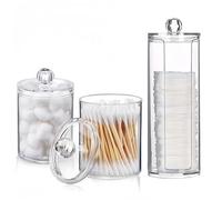 MIEGUIWOR 3 Pieza Caja Algodones Desmaquillantes,Organizador de Almohadillas de Maquillaje,Caja de Almacenamiento Hisopos de Algodón para Bastoncillos y Bolas de Algodón de Cosméticos Organizados (C)