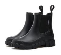 MIEHUIAI Botas de Agua Mujer Chelsea Impermeables Botas de Lluvia Botines de Caucho Comodos Antideslizante Zapatos de Jardin Rain Boots(Negro,36 EU)