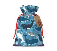 MIEKGPS Bolsas de regalo de tela con cordón con estampado de ballena, reutilizables, para regalos de fiesta, fiestas de cumpleaños