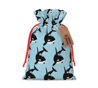 MIEKGPS Bolsas de regalo de tela con cordón y estampado de ballena, delfín, océano, bolsas de regalo, reutilizables, para fiestas de cumpleaños