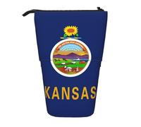 MIEKGPS Estuche telescópico para lápices con estampado de la bandera del estado de Kansas State, divertido estuche de maquillaje portátil