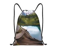 MIEKGPS Glaciar Parque Nacional Impresión Mochila con Cordón Bolsa Deportiva Bolsa de Gimnasio Bolsa de Cuerda Bolsa de Playa Bolsa de Yoga, Negro, M