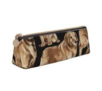 MIEKGPS Golden Retrievers - Estuche de cuero personalizado para lápices, maquillaje, cosméticos, bolsa de papelería