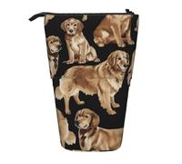 MIEKGPS Golden Retrievers - Soporte para lápices con estampado, estuche para lápices telescópico, estuche de cosméticos divertido, bolsa de cosméticos portátil