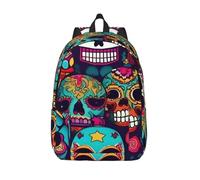 MIEKGPS Mochila de viaje con estampado de calaveras de azúcar mochila informal clásica para hombres y mujeres, Negro, S