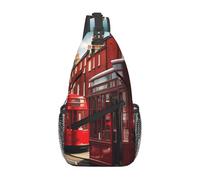 MIEKGPS Red London Street Print Sling Bag Sport Hiking Daypack Crossbody Shoulder Backpack Chest Bag Men Women Black, One Size