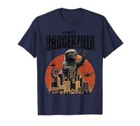 Miel Badgerzilla Monster City Attack Retro Art Camiseta