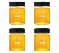 Miel de Brezo Artesanal de Calabria 4x250g - 100% Italiana, Cruda y Natural - Miel Silvestre No Pasteurizada - Recolección Tradicional de Calabria, Sabor Intenso