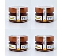Miel natural de flores silvestres sin filtrar, miel de montaña italiana 100% artesanal, directamente del panal al tarro según la tradición, paquete de 4 x 150 g