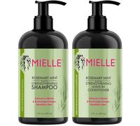 Mielle Champú fortalecedor de menta y romero infundido con biotina, limpia y ayuda a fortalecer el cabello débil y quebradizo, 12 onzas (juego de 2)