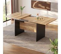 Mielvu Mesa de comedor extensible 140/180 x 80 cm, adecuada para 4-6 personas, grano de madera rectangular, natural, mesa de comedor extensible en estilo minimalista
