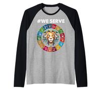 Miembros del Club de Leones Que servimos para el Trabajo de Servicio Camiseta Manga Raglan