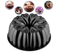 MIENCA,Molde antiadherente para tartas, forma de corazón, molde para hornear de 10 pulgadas, bandeja de tubo estriado de aluminio fundido, resistente, revestimiento de titanio (negro)