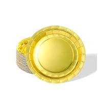 Mienocol 32 platos de papel dorados metálicos para fiestas, platos dorados de aluminio, vajilla de fiesta para decoración de mesa de fiesta de cumpleaños