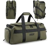 MIER Bolsa de deporte grande de viaje con compartimento para zapatos, 60 l, mochila deportiva, bolsa de entrenamiento para hombre, fin de semana, gimnasio, viajes, fútbol, Verde oscuro, Bolsas