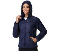 MIER Chaqueta acolchada ligera para mujer, abrigos acolchados con capucha y bolsillos, chaquetas acolchadas cálidas de invierno, impermeables, azul marino, XXL