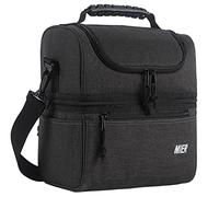MIER Lonchera aislada, bolsa de almuerzo térmica para hombres, mujeres, enfriador de doble cubierta (gris, M)