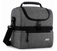 MIER Lonchera aislada grande con aislamiento, bolsa de almuerzo para hombres, mujeres, enfriador de doble cubierta, gris