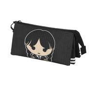 Miércoles Cute-Estuche Portatodo Triple, Gris, 23 x 11 cm