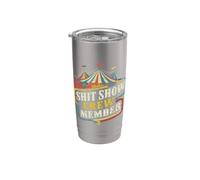 Mierda Show Miembro de la tripulación Circo Vintage Humor Coworker Team Vaso térmico de acero inoxidable de doble pared