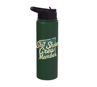 Mierda Show Miembro De La Tripulación Cita Divertida Equipo Retro Sarcástico Stainless Steel Insulated Water Bottle