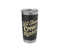 Mierda Show Miembro De La Tripulación Sarcástico Vintage Humorístico Retro Equipo Vaso térmico de acero inoxidable de doble pared