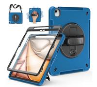 Miesherk Funda para iPad Air 11" 2024 6ª Generación: Case Protectora Cuerpo Completo iPad Air 5/4 10.9 2022/2020-Protector Pantalla-Portalápices-Soporte Giratorio-Correa de Mano/Hombro-Azul