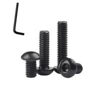 MIETONG M6 Tornillos de Cabeza Hexagonal - Tornillo de Cabeza Redonda Rosca Completa Negro Acero al Carbono Tornillos de Máquina con Llave Allen para Proyectos de Bricolaje, M6 x 20mm, 20 Piezas