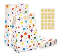 MIEWAA 24 Bolsas Cumpleaños Infantil con Pegatinas 13x8x24cm Bolsas de Papel Kraft para Regalos, Chuches, Detalles, Fiestas Infantiles, Bodas, Navidad, Pascua, Halloween, DIY Calendario de Adviento