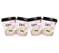 MiFan Tteokbokki Box - 4 x 120 g Tteokbokki Copa Coreana con sabor Carbonara - Snack coreano instantáneo - Albóndigas de arroz en salsa cremosa, listo en 3 minutos