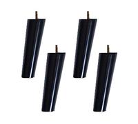 Mifeiwukawa 4 patas de madera cónicas sólidas de repuesto para muebles, patas de muebles para sofá, cama, armario, silla, sofá, patas de muebles de madera, rosca M10, color negro (cono oblicuo, 15 cm)