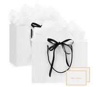 Mifferer Bolsas de regalo, 2 piezas de papel con asas, 2 pañuelos y 2 tarjetas - Para mujeres, niñas, damas de honor, cumpleaños, San Valentín y bodas