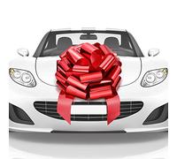 Mifflin - Lazo para coche grande - Rojo brillante, 46 cm - Lazo gigante para regalo de cumpleaños y Navidad - Decoración enorme para coche