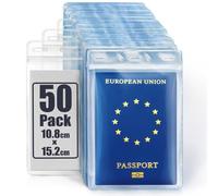 Mifflin Passport & Card Holders (Clear, 10,2x15,2 cm, 50 Pack) Extra Large (XXL) ID Name Badge Holder, Waterproof Vertical Plastic Card Holders