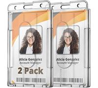 Mifflin Soportes rígidos para tarjetas de identificación (transparentes, verticales, 85 x 53 mm, 2 unidades), protectores de tarjetas de identificación de plástico duro para PC de alta resistencia
