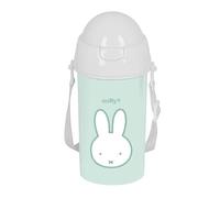 MIFFY MENTA - Botella de Apertura Automática, con Pajita, Botella de Agua, Sin BPA, con Bandolera, Cómoda y Ligera, 500 ml, 7.3x19.5 cm, Color Menta